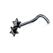 Double Stars Silver Curved Nose Stud NSKB-1008